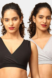 The Mom Store Non Wired Full Coverage Maternity Nursing Sleep Bra (Pack of 2) - Multicolor — thumbnail 1